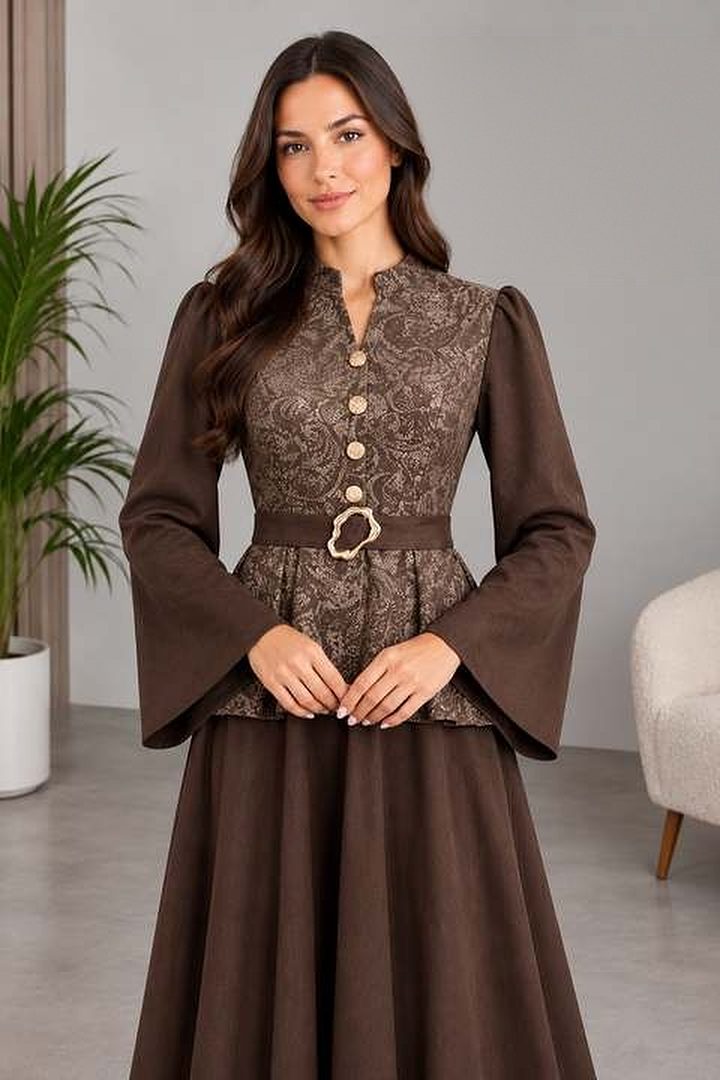 Şal Desen Peplum Takım — görsel 2