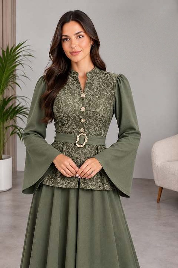 Şal Desen Peplum Takım — görsel 2