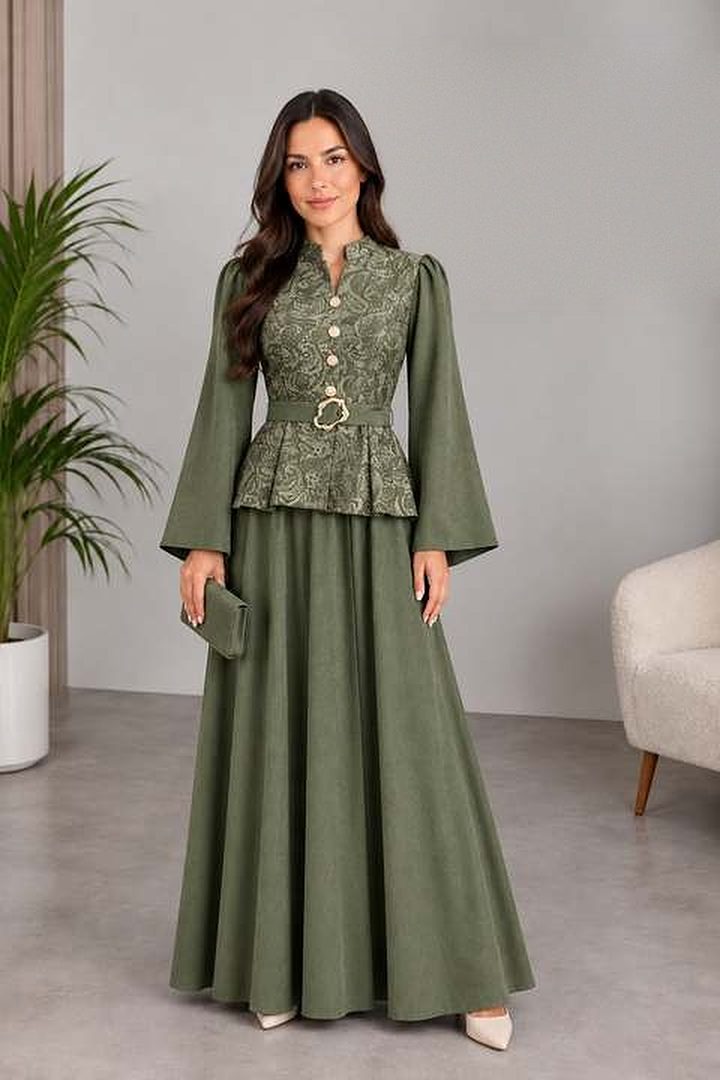 Şal Desen Peplum Takım — görsel 1