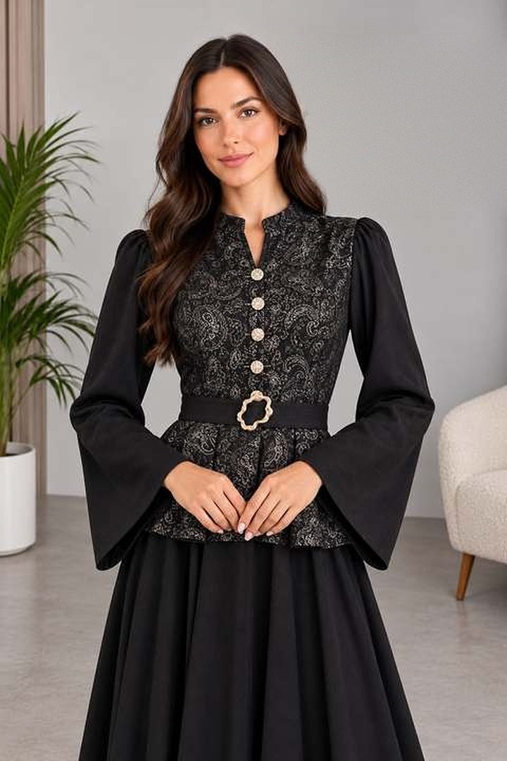 Şal Desen Peplum Takım — görsel 2